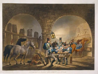 Un picchetto di dragoni sassoni in un vecchio castello, da 